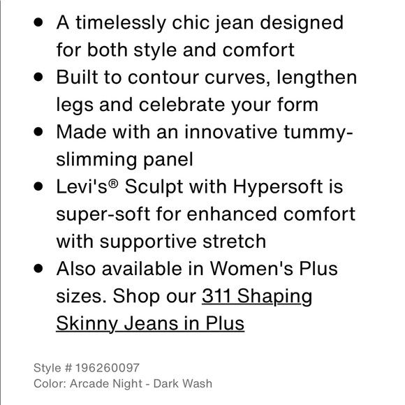 Levi’s 311 Shaping Skinny Jeans W26 L30 - Picture 15 of 16